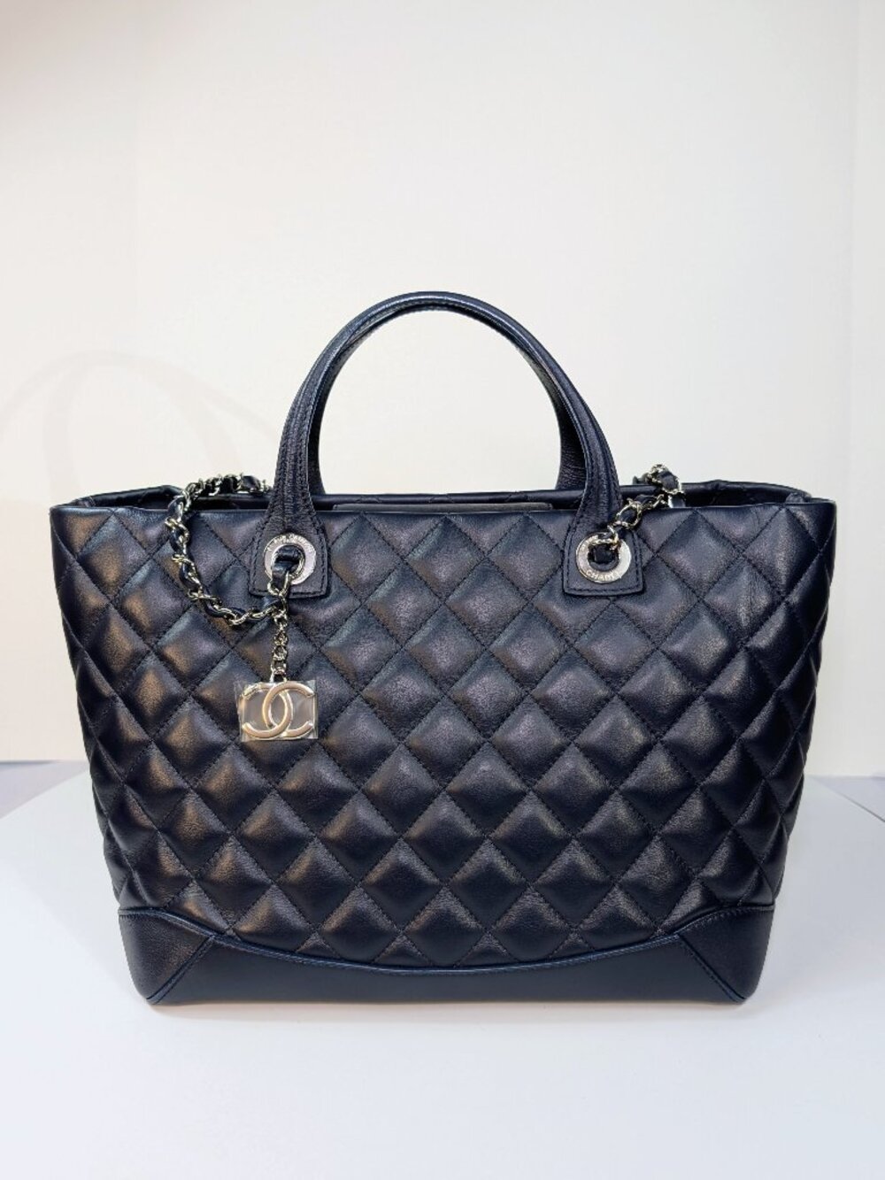 Chanel Midnight Navy Chanel Quilted Lambskin Large Shopping Tote (LST)